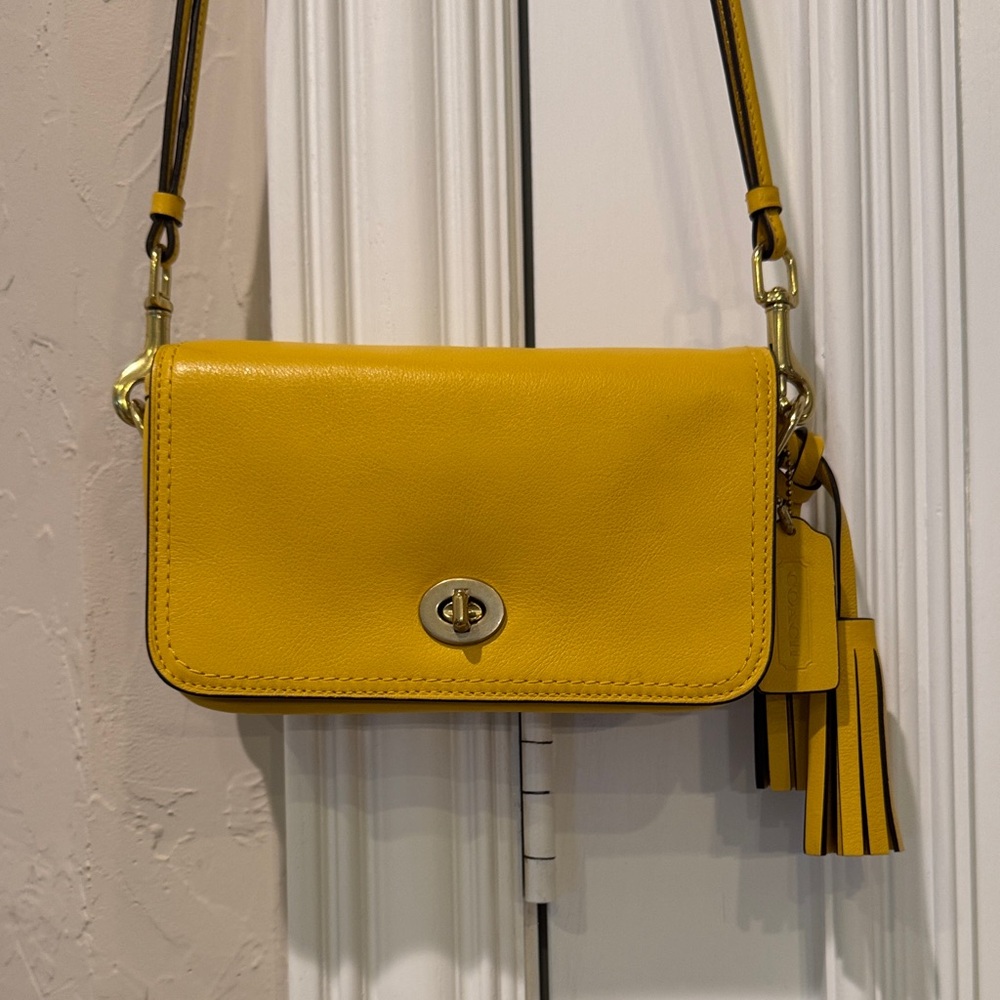 Coach Yellow Crossbody Bag with Tassels
